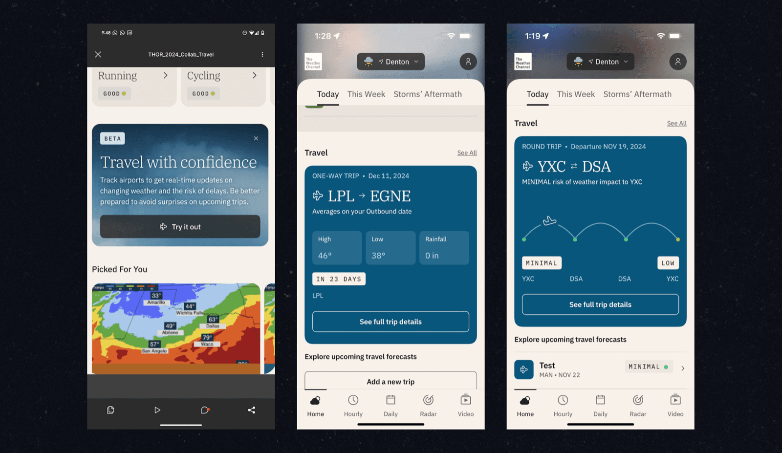 Travel forecast trip input and journey overview