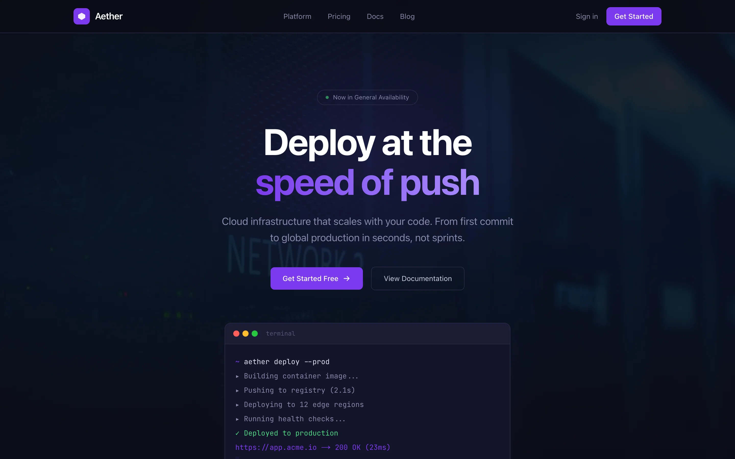 Aether, Cloud and DevOps platform