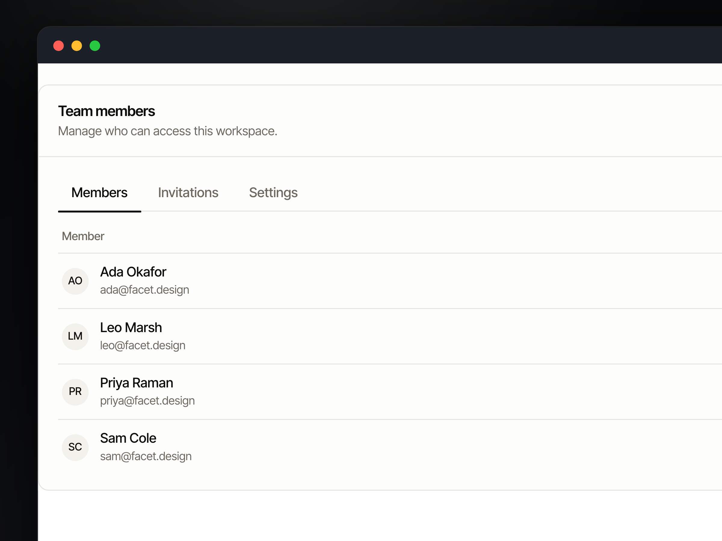 A design system for data-dense products. Facet · 30 accessible components