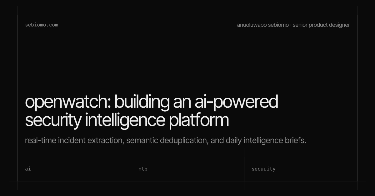 OpenWatch: Building an AI-Powered Security Intelligence Platform for ...
